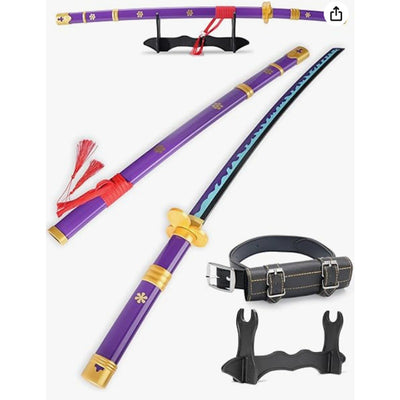 3Pcs Set One Piece Kitetsu+Yama Enma+Wado Sword 41" Toy Katana Replica w Belt