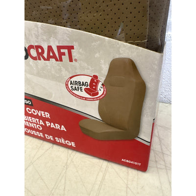 1-PACK AutoCraft Car/SUV Seat Cover Tan PU Leather Universal Fit, High Back