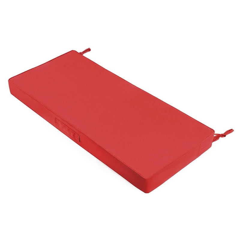 Bench Cushion 48 x 18 x 3 Inch Waterproof Bench Seat Cushion Red Handles & Ties