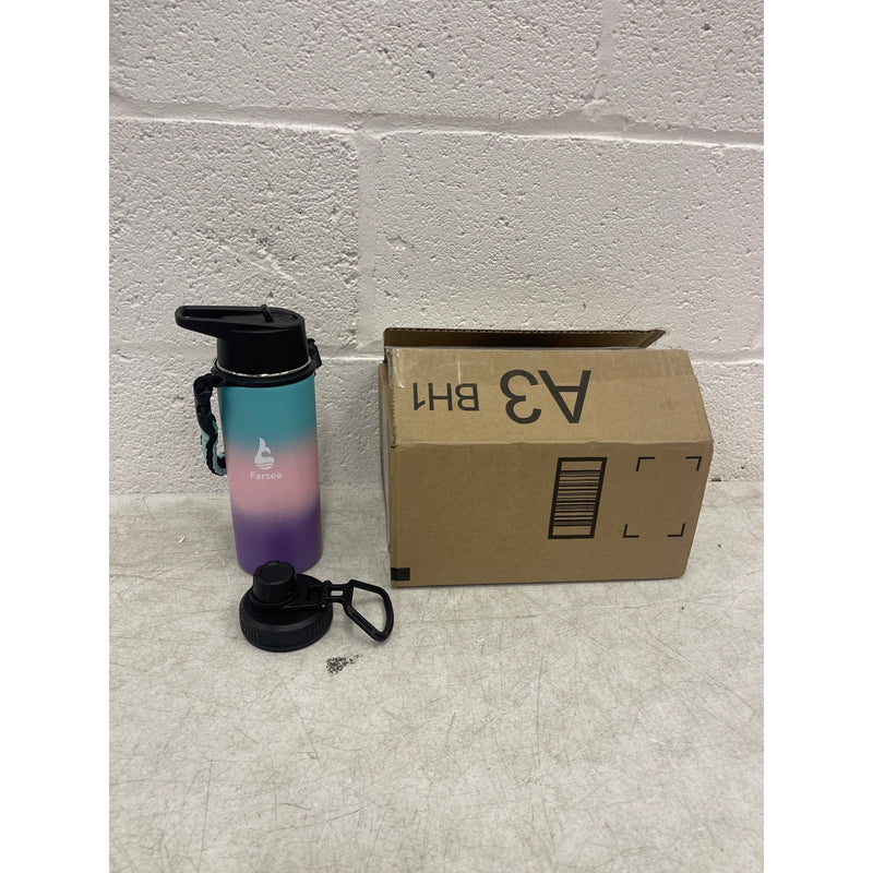 Farsea Insulated Water Bottle With Paracord Handle, 2 Lids Sweat-Proof 18 oz