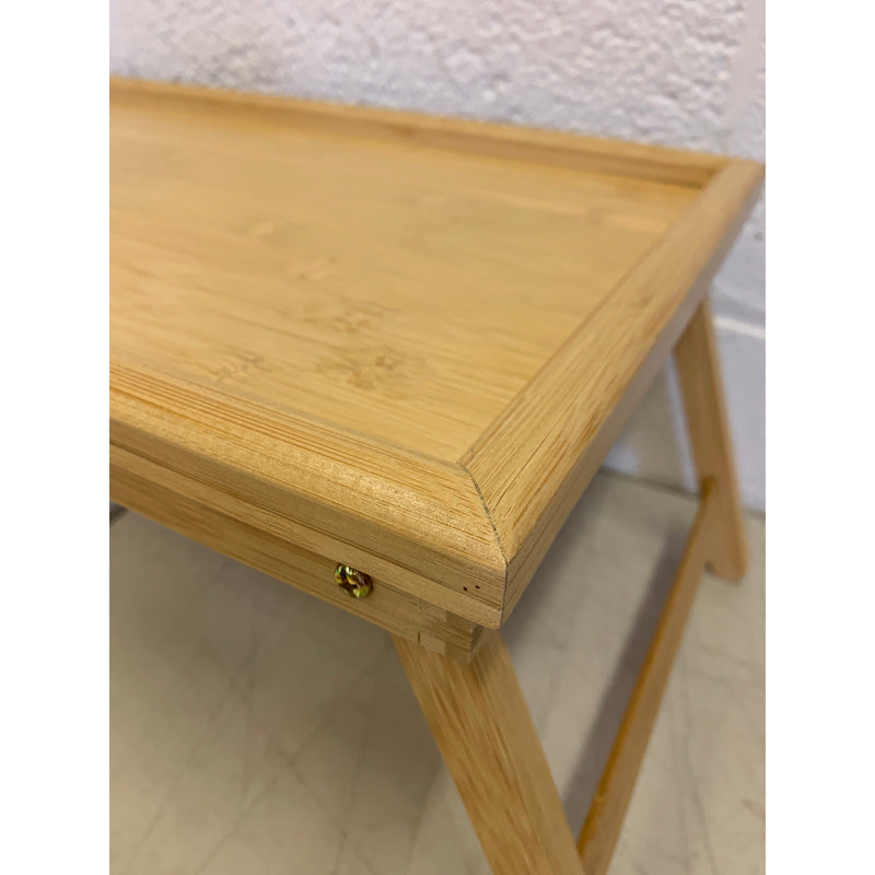 ZJYOUZHU Bamboo Tray Table with Folding Legs, Food Tray, TV Table, Brown