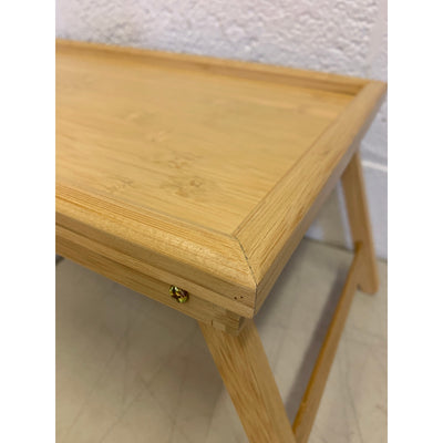 ZJYOUZHU Bamboo Tray Table with Folding Legs, Food Tray, TV Table, Brown
