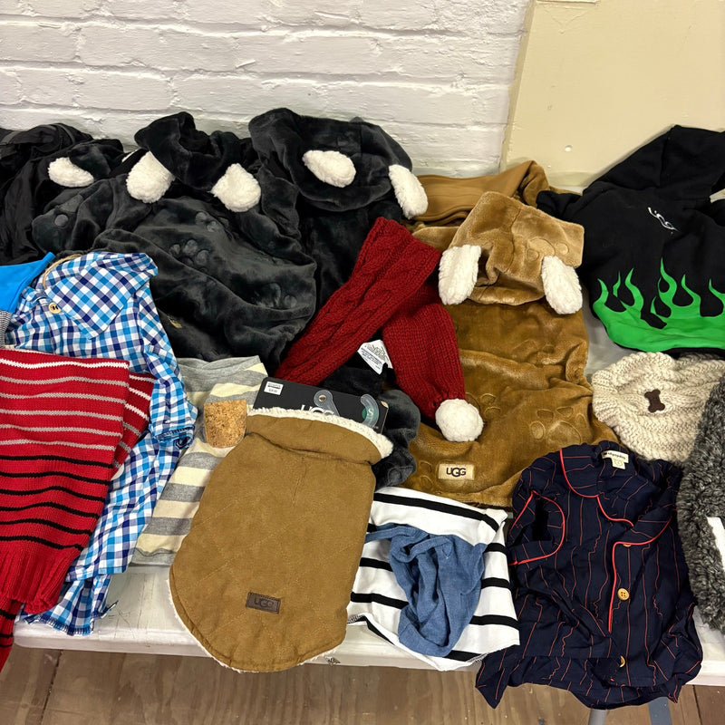 Lot-of-28 Pet Clothes Mixed Size, Dog Rain Jackets, Warm & Soft Sweaters& Shirts