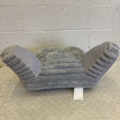 Soft Plush Backrest Pillow 30"W x 17"H Reading Pillow - Gray Fuzzy Stripe Design