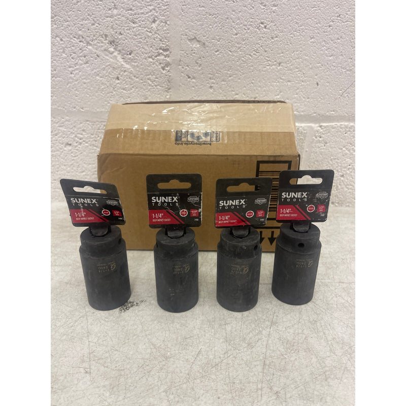 PACK OF 4 - SUNEX TOOLS 240D 1/2" Drive Deep Impact Socket - 1-1/4"