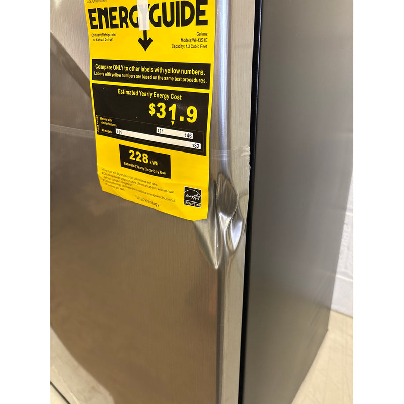 DENTED Whirlpool 4.3 cu ft Mini Refrigerator Stainless Steel 2 Shelves & Freezer