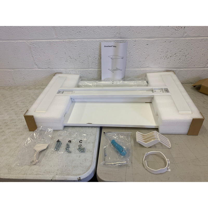 FLEXISPOT Adjustable Overbed Bedside Table w Hidden Casters 32"x18" SEE DETAILS