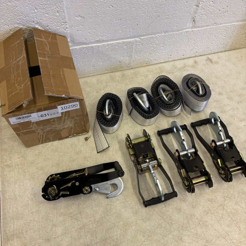 Waltyotur 4 Pcs Auto Lanyard Ratchet Straps 2 x 96 Gray / Black 3300 LB CAP