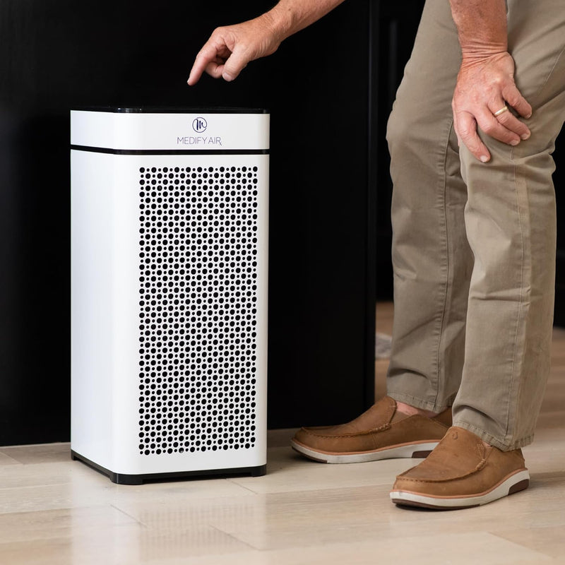 Medify Light Air Purifier w True HEPA H14 Filter White MA-40 UV 1,793 sqft