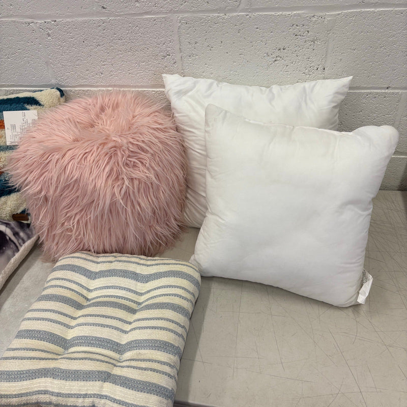 Assortment of 7 Pillows, Square Throw Pillows & Rectangular Body Pillow