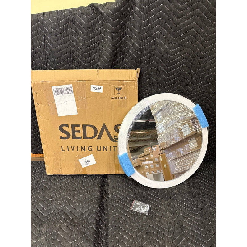 Sedas Living Units 17 " Round Mirror with 1.5" Wood Frame - Wall Mirror - White