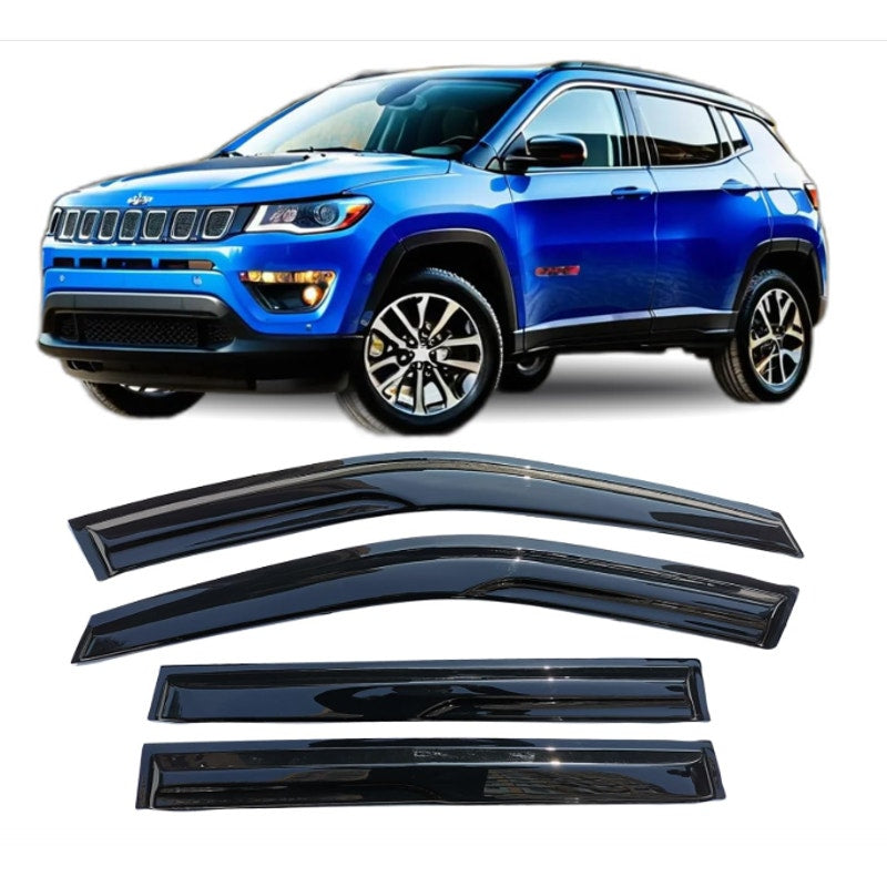 Window Visors Rain Guards Jeep Compass 2017-2025 Tape on Window Wind Deflectors