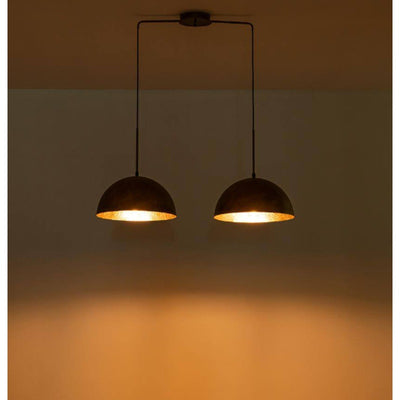 Detroit 34.25" 2-Light Dome Pendant Light Industrial Gold Hammered- Brown