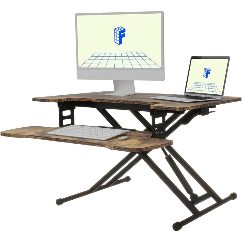 Flexispot 31" Standing Desk Converter RUSTIC COLOR Office Desk w Keyboard Tray