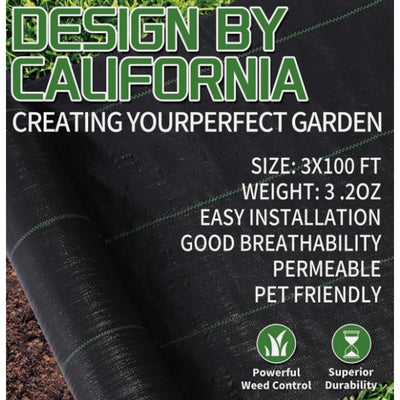 3ftx100ft Landscape Fabric SVINLAT Weed Barrier Fabric, Heavy Duty Woven - Black
