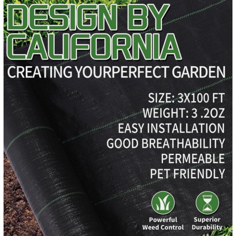 3ftx100ft Landscape Fabric SVINLAT Weed Barrier Fabric, Heavy Duty Woven - Black