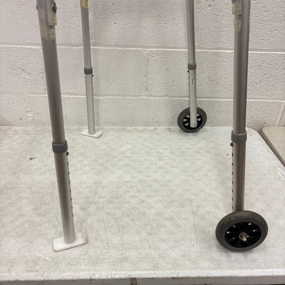 Trigger Release Folding Walker, 2 Wheels, Height Adjustable, Hand Grips - Gray