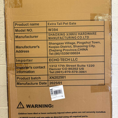 TheyFirst 57" Extra Tall Pet Gate for Doorways, 52.7"-57.4" Auto Close - Black