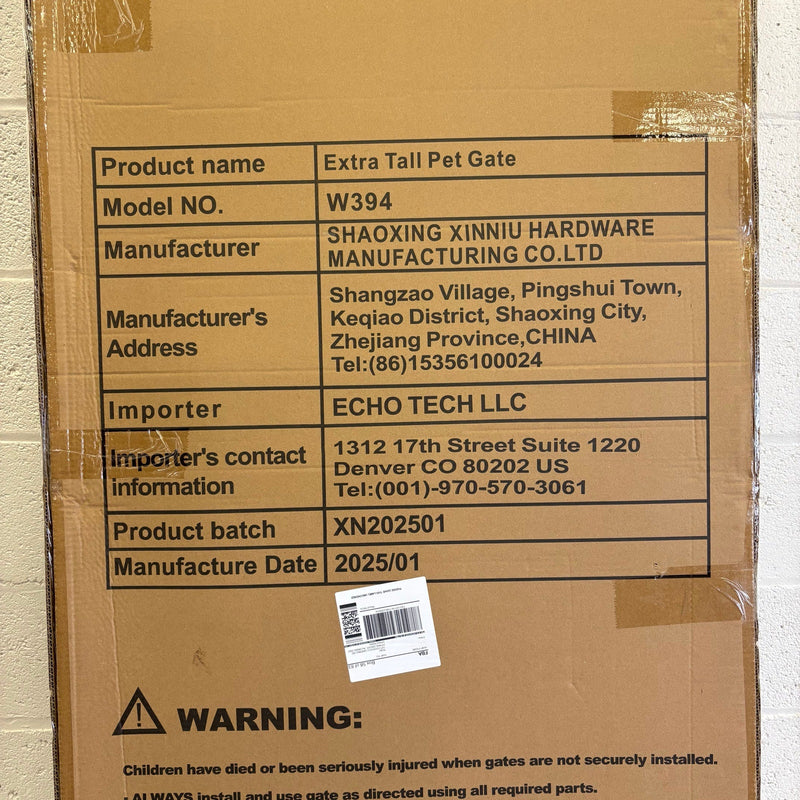 TheyFirst 57" Extra Tall Pet Gate for Doorways, 52.7"-57.4" Auto Close - Black