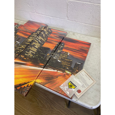 LevvArts - 4 piezas de arte mural con imagen nocturna de Los Ángeles, atardecer en California, 122 cm de ancho