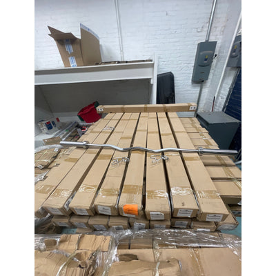 60 Inch Z-Bar Barbell 2-inch Olympic w Weight Clamps, Zigzag, Silver, 18lbs