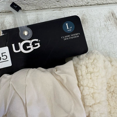 UGG Classic Sherpa Pet PJ's, Hook & Loop Straps, Soft & Cozy, White -Large Size