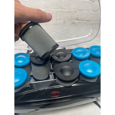 Conair Ceramic 1 1/2" & 1 3/4" Hot Rollers, Blue & Black w Wire Pins, 12 Clips