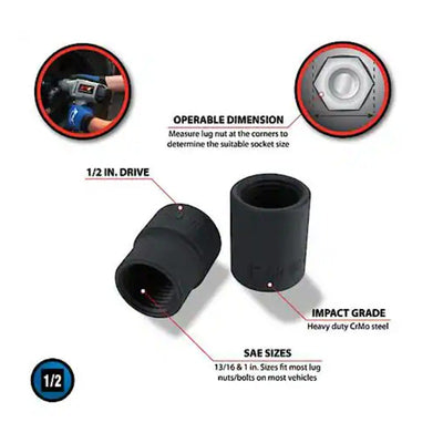 Performance Tool Emergency Lug Nut Removal Set, 2 Pcs, Drill Attachments - M980