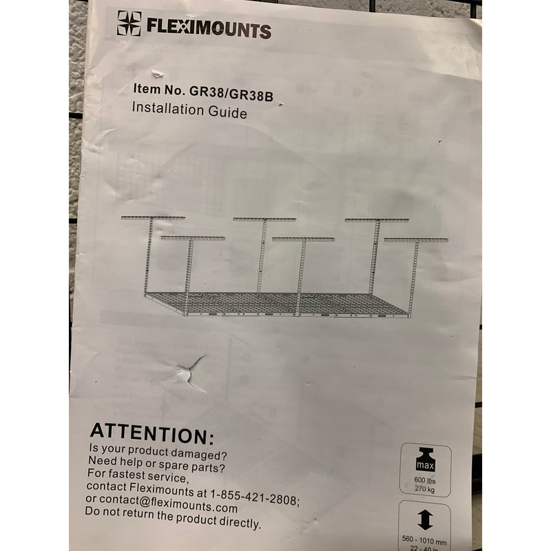 FLEXIMOUNTS 3ft x 8ft Overhead Garage Storage Rack, Adjustable, BLACK GR38B-E