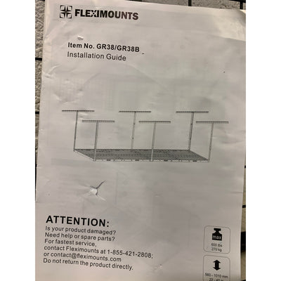 FLEXIMOUNTS - Estante de almacenamiento para garaje superior de 90 x 240 cm, ajustable, NEGRO GR38B-E