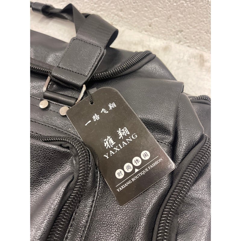 Yaxiang High Quality Leather Large Carry On Bag Travel Tote Duffel Bag - Black