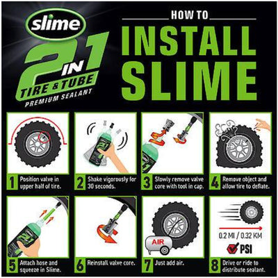 Slime 2-in-1 Tire & Tube Sealant, Seals Stops Leaks Prevents/Repairs - 32 oz