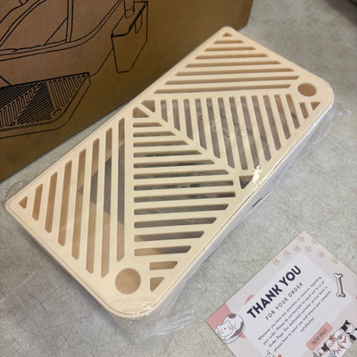 Pacifik Angels Stainless Steel Cat Litter Box w Anti Splash Fabric & Scoop - Tan