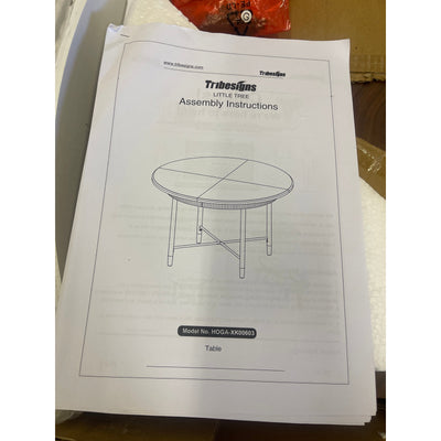 Tribesigns 47" Round Dining Table Rustic Kitchen Table 4-6 Person, Brown / White