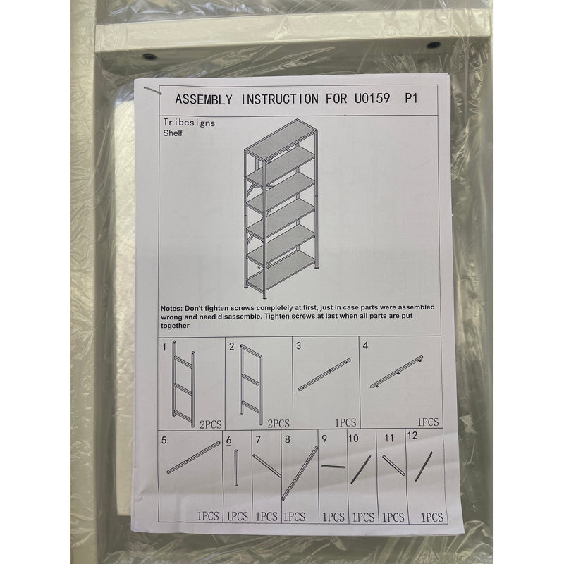 Tribesigns White Metal 6 -Shelf Bookcase 71" x 32" x 12" Storage Rack, Modern