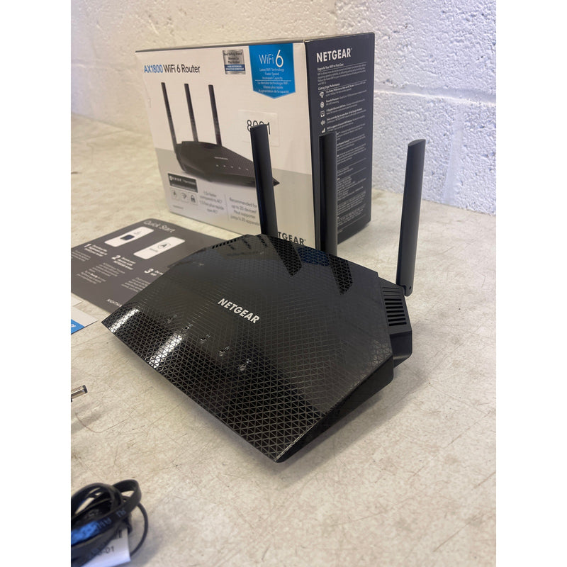 NETGEAR - AX1800 Wi-Fi 6 Router with Ethernet cable, Power adapter - Black