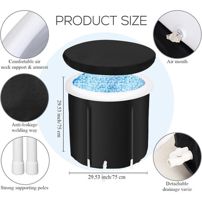 Thyle Ice Bath Tub with Lid for Athletes Portable Bathtub 29.5" x 29.5"