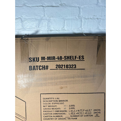 Gloria Rectangle Mirror with Shelf 47 in. W x 31 in. H, Black, Wood, Wall Mount