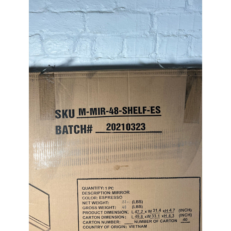 Gloria Rectangle Mirror with Shelf 47 in. W x 31 in. H, Black, Wood, Wall Mount