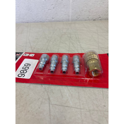 Milton Industries 1/4" NPT M Style Coupler and Plug Kit, 5 Piece Set, Max 300PSI