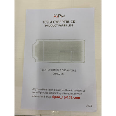 XiPoo Cybertruck Lower Center Console Organizer Tray Black - 2024+