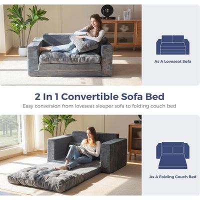 MAXYOYO Convertible Sofa Bed Pull Out Loveseat Sleeper Sofa 2in1 Folding Couch