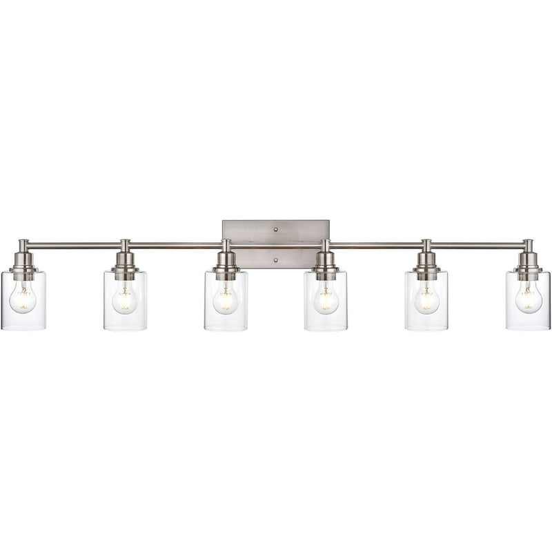 Brushed Nickel Vanity Lights Modern 6-Light Wall Light Fixture with Clear Glass
