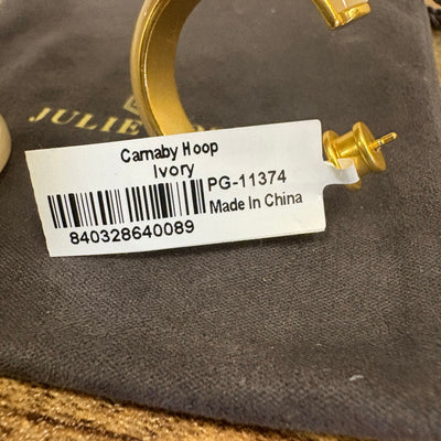 Julie Vos Carnaby Hoop Earring, 24K Gold Plated, 1.3" Diameter - Ivory - Tan