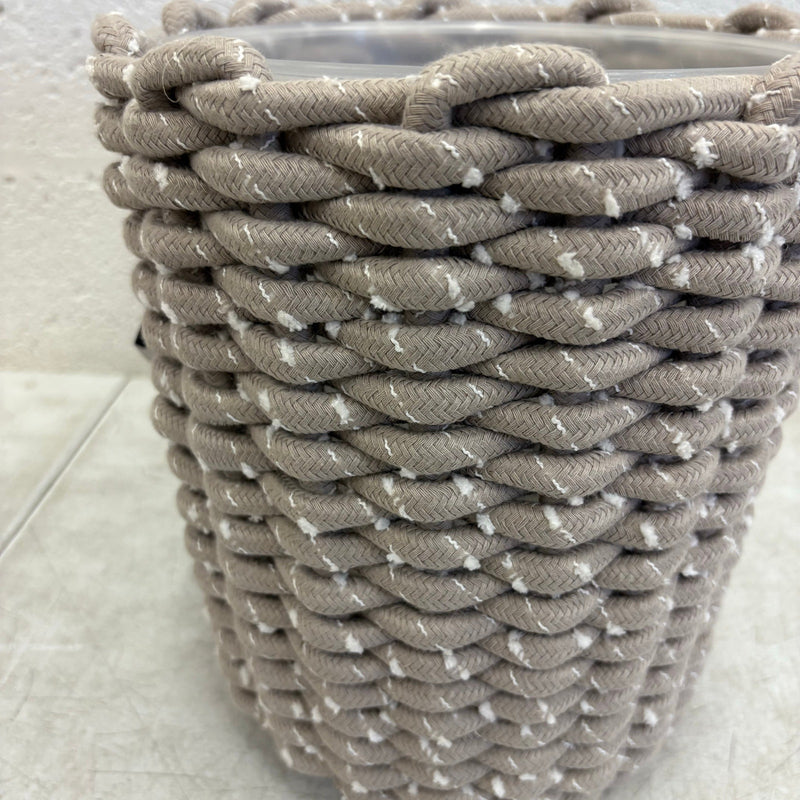 Ugg Melange Waste Bin with Plastic Insert & Woven Rope Design, 9"x10.5" - Tan