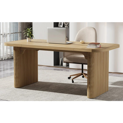 Tribesigns 62.2" Wood Executive Desk Simple Rectangular Computer Table TAN