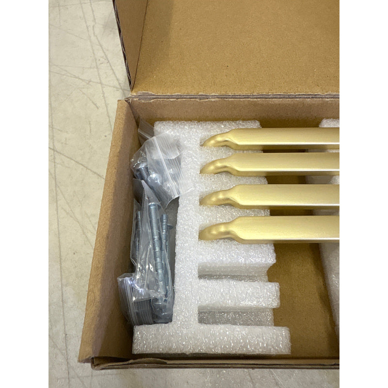 6-Pack Goo-Ki Brushed Gold Drawer Handles 3-3/4" Hole Centers Straight Bar Pull
