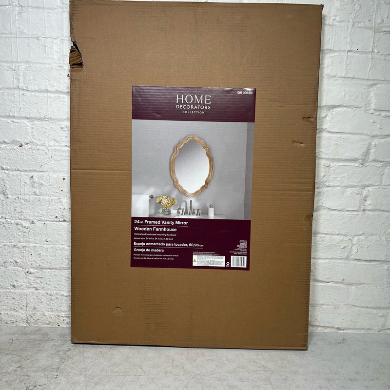 Home Decorators 24" W x 34" H Wall Bathroom Vanity Mirror Oval Wood Framed