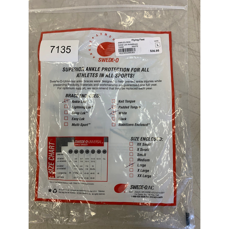 Swede-O Ankle Lok Support with Knit Tongue, Large Ankle Brace White Sprain