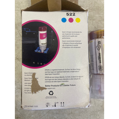 Epson - EcoTank 522 3-Pack Ink Bottles - Cyan/Magenta/Yellow - SEALED